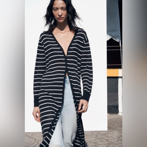 Zara Striped Long Cardigan - Picture 7 of 9
